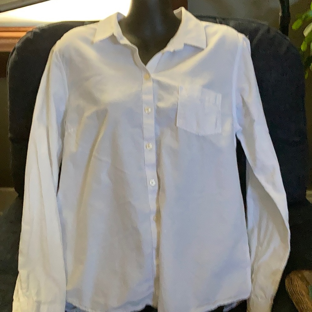 Classic Vintage Bass Women’s White CottonButton Shirt